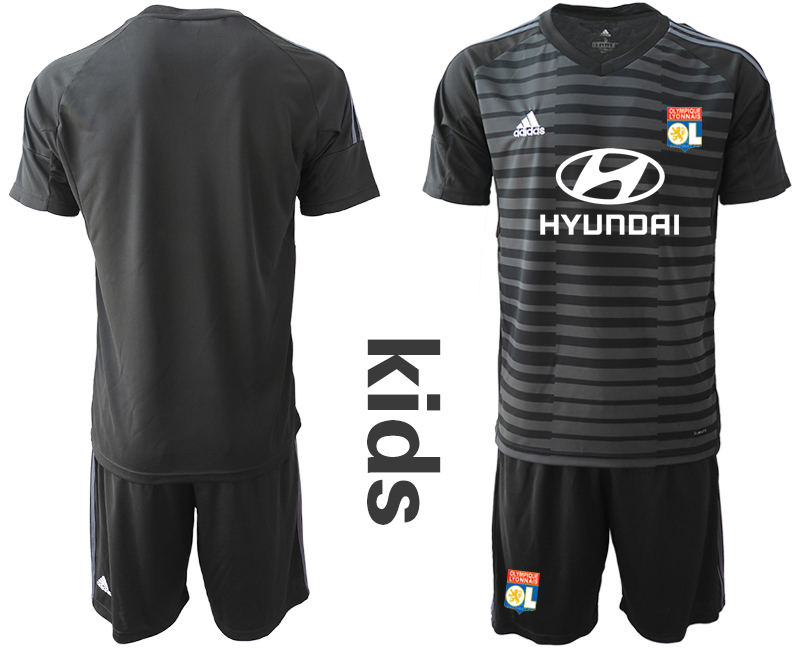 2018_2019 Club Olympique Lyonnais black youth goalkeeper soccer jerseys->youth soccer jersey->Youth Jersey